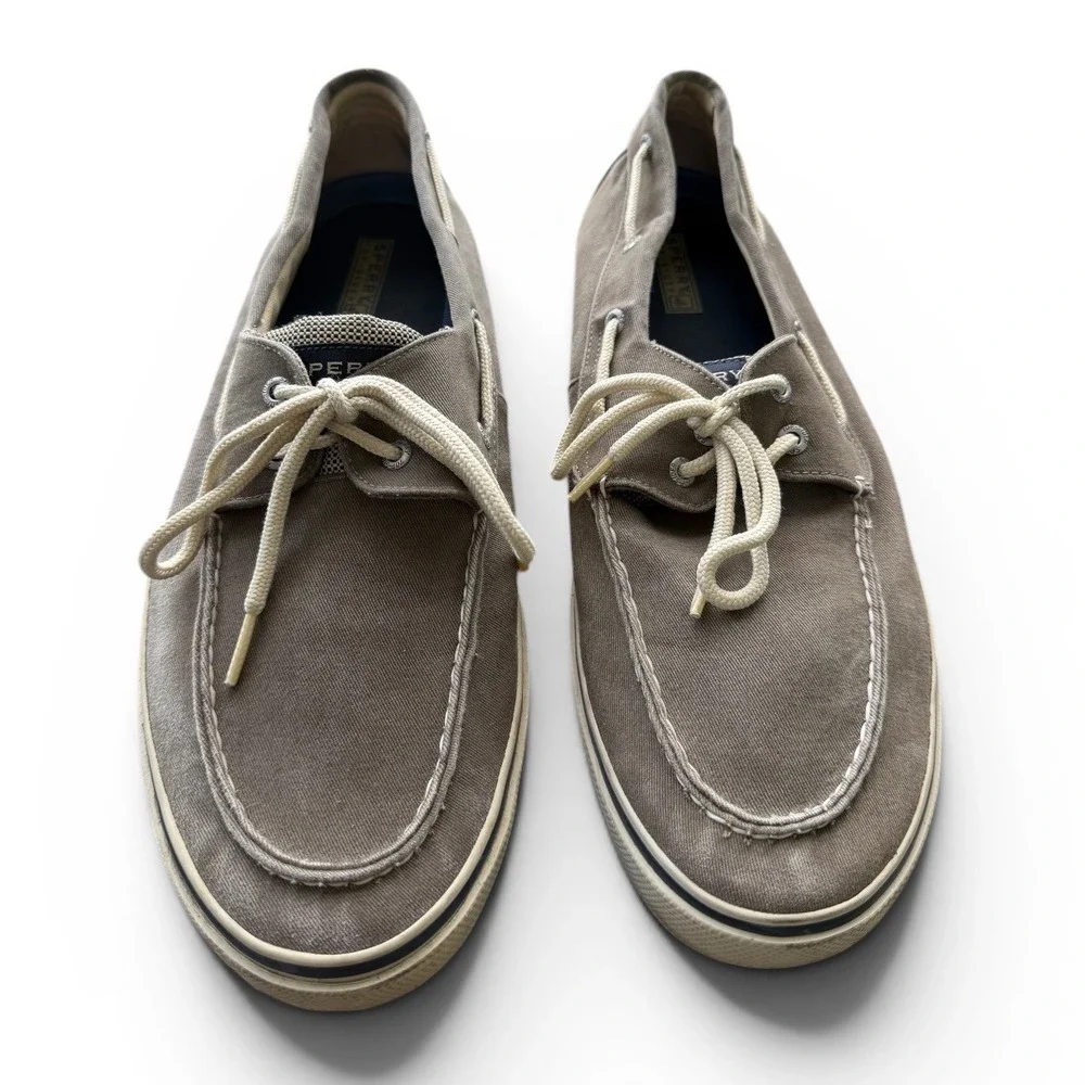 Sperry‎ Top-Sider Mens Canvas Boat Shoes B13-CH171 Taupe Gray Size 15M